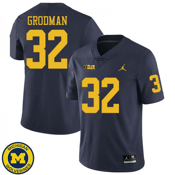 Mens University of Michigan #32 Louis Grodman Navy Jordan Brand NCAA Player Game Jersey